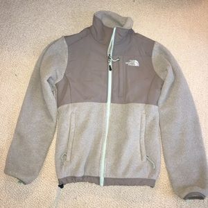 North Face Grey and Mint Fleece Jacket